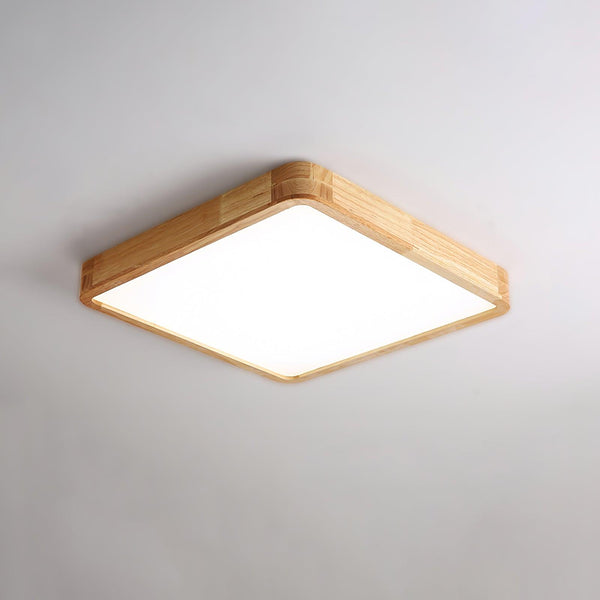wooden geometric led ceiling light with acrylic shade