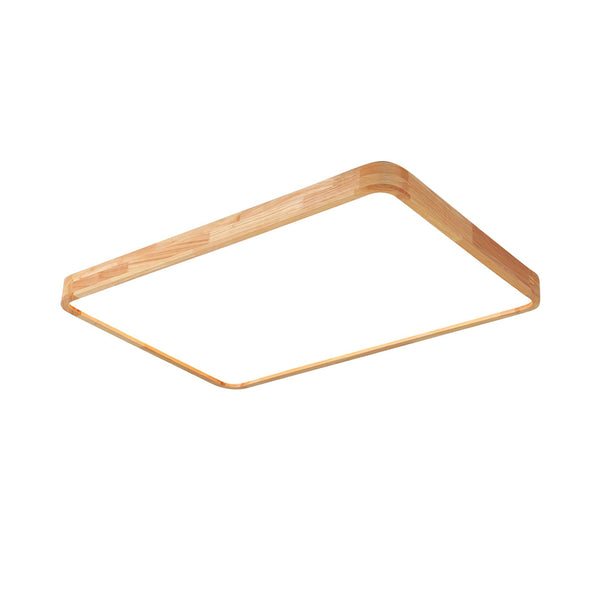 wooden geometric led ceiling light with acrylic shade