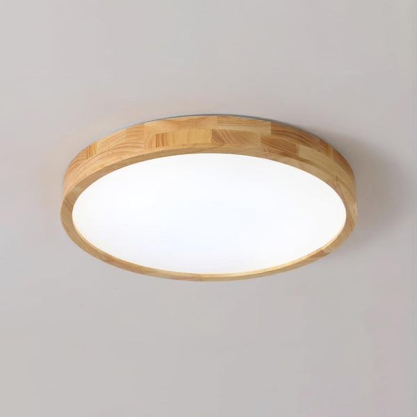 wooden geometric led ceiling light with acrylic shade