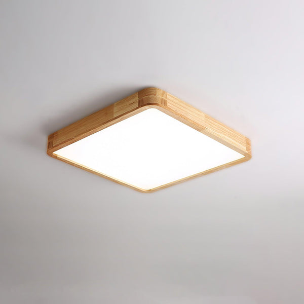 wooden geometric led ceiling light with acrylic shade
