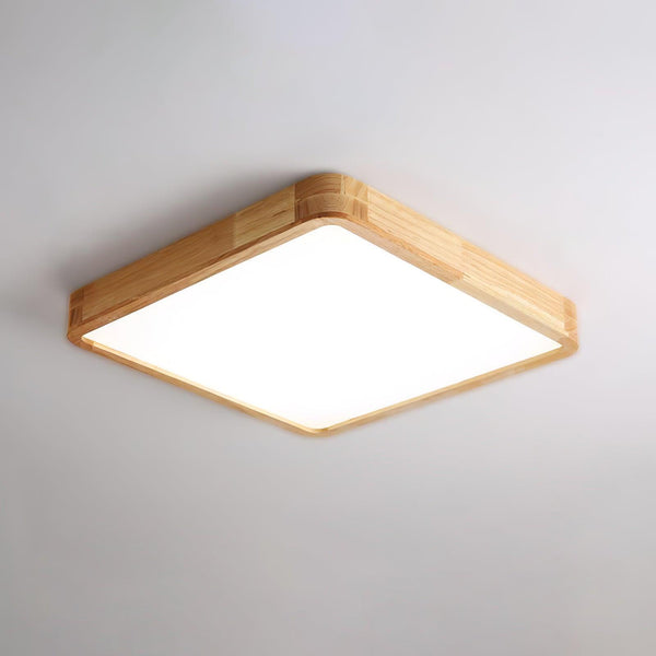 wooden geometric led ceiling light with acrylic shade