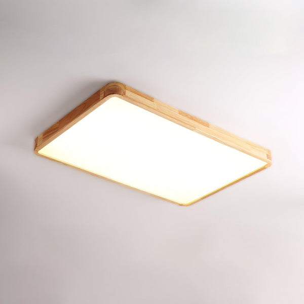 wooden geometric led ceiling light with acrylic shade