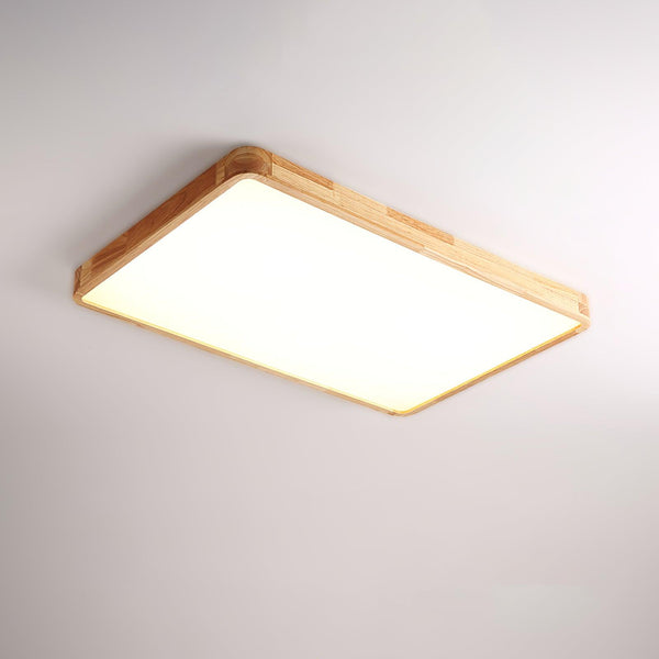 wooden geometric led ceiling light with acrylic shade