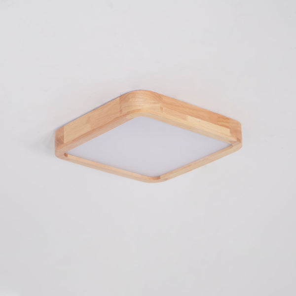 wooden geometric led ceiling light with acrylic shade
