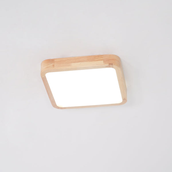 wooden geometric led ceiling light with acrylic shade