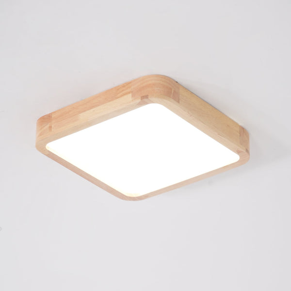 wooden geometric led ceiling light with acrylic shade