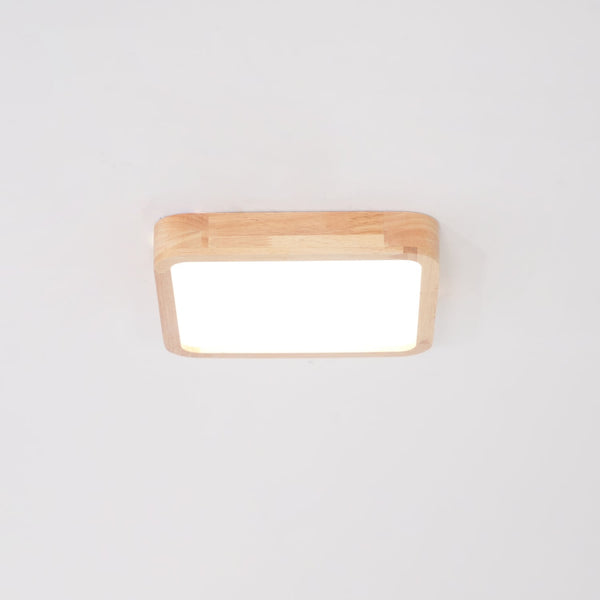 wooden geometric led ceiling light with acrylic shade