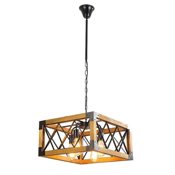 Rustic Industrial Linear Chandelier For Dining Rooms Farmhouse Rectangular Square Light Fixture