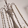 Rustic Farmhouse Wood Bead Chandelier With Teardrops Candle Style Lights