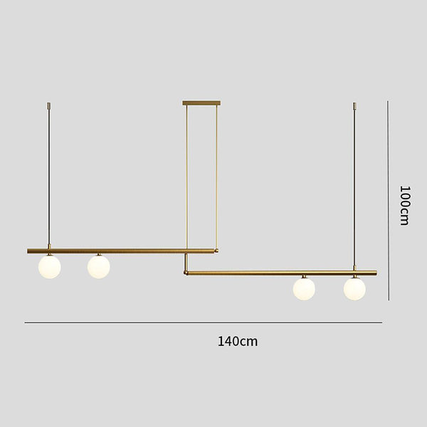 Minimalist Modern Linear Globe Pendant Lighting Copper Glass Kitchen Dining Room Light