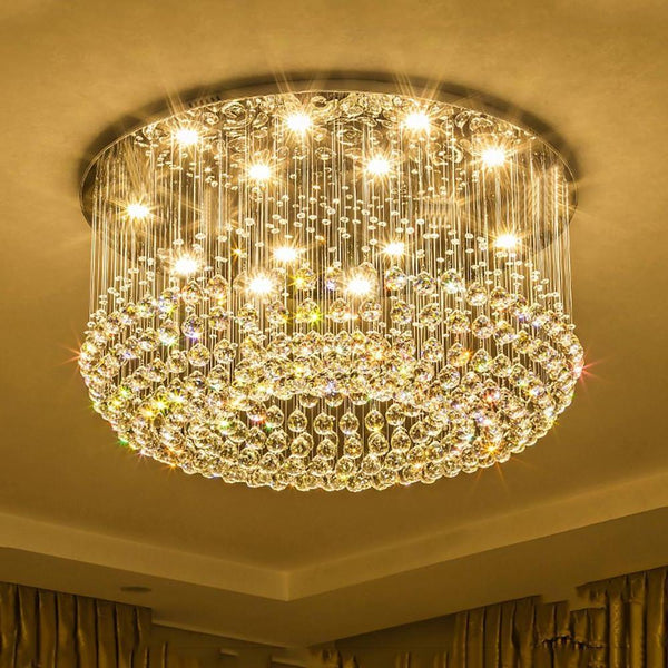 Glass Cicles Crystal Led Chandelier Drum Flush Mount Chandelier