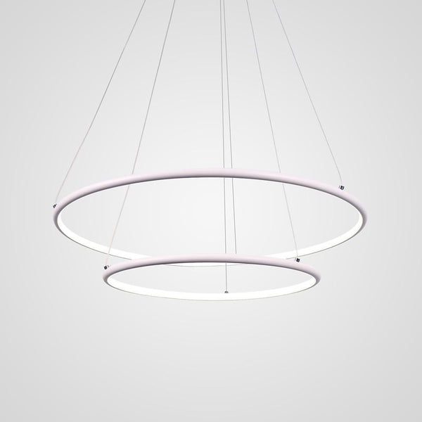 Modern Led Chandelier Minimalist 2 Ring Geometric Lights With Adjustable Height