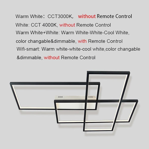 Overlapping Rectangles Aluminum Geometric Style Flush Mount Lighting Led Ceiling Light