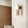 yellow travertine arch glass globe wall sconce