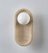 yellow travertine arch glass globe wall sconce