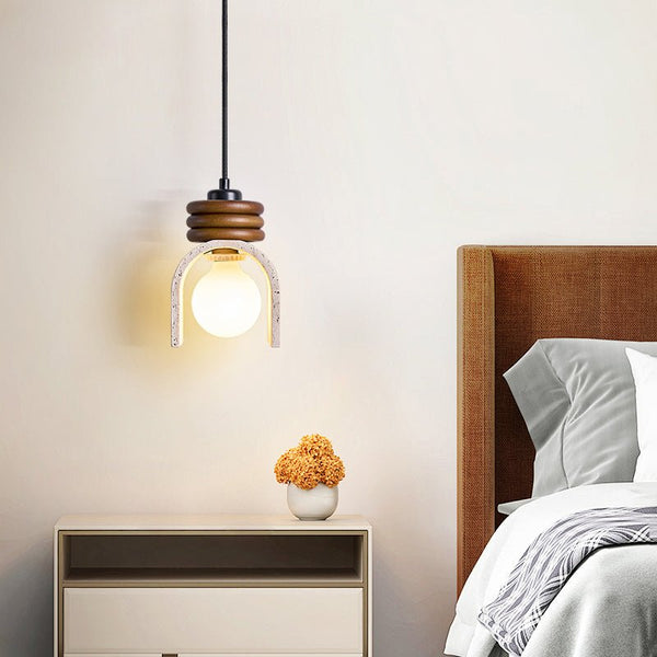 yellow travertine arched pendant light