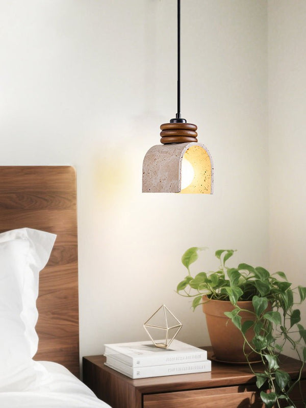 yellow travertine arched pendant light