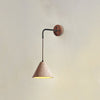 yellow travertine arched wall sconce walnut
