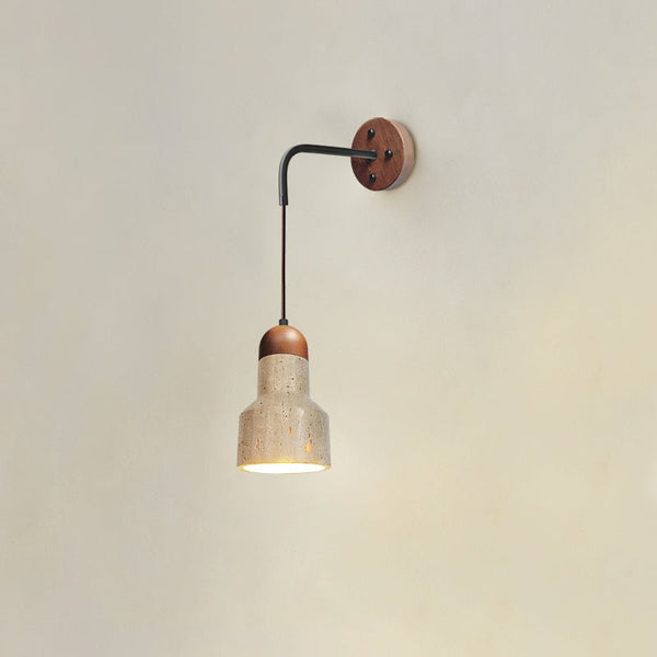 yellow travertine arched wall sconce walnut