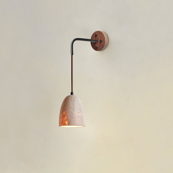 yellow travertine arched wall sconce walnut