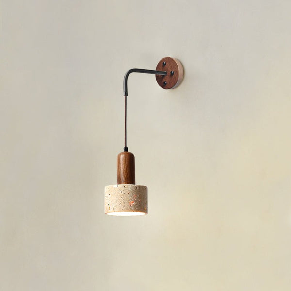 yellow travertine arched wall sconce walnut