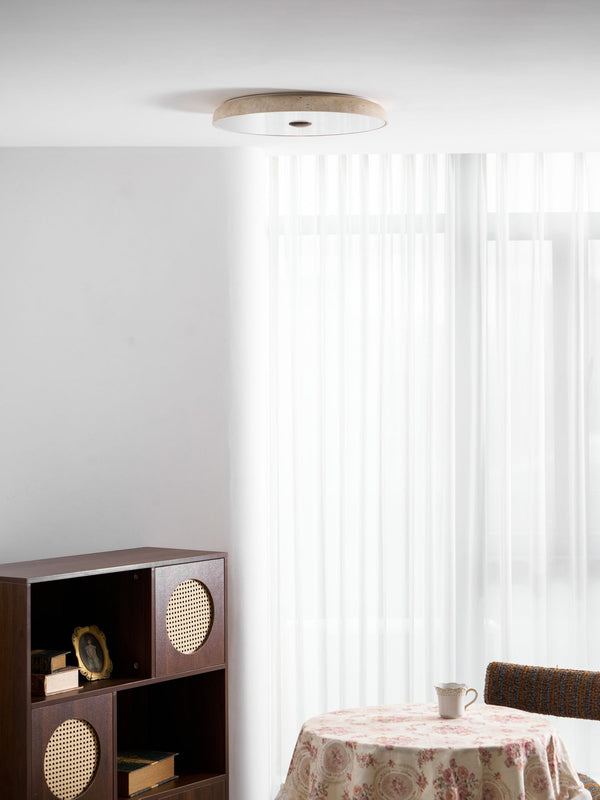 yellow travertine brass flush mount ceiling light