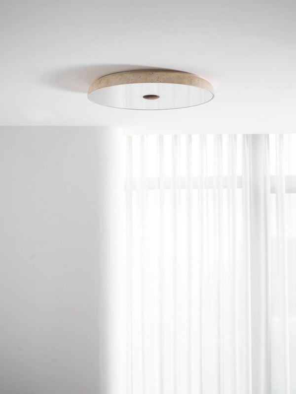 yellow travertine brass flush mount ceiling light