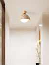 yellow travertine bud flush mount ceiling light