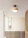 yellow travertine bud flush mount ceiling light