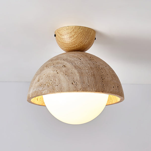 yellow travertine bud flush mount ceiling light