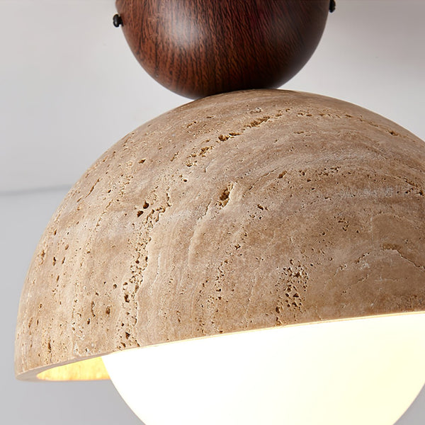 yellow travertine bud flush mount ceiling light