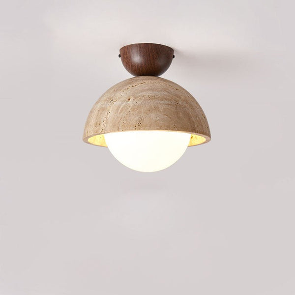 yellow travertine bud flush mount ceiling light