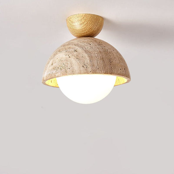yellow travertine bud flush mount ceiling light