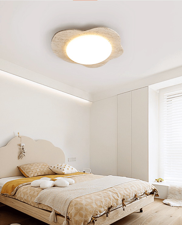 yellow travertine cloud flush mount ceiling light