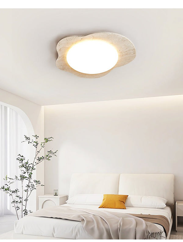 yellow travertine cloud flush mount ceiling light