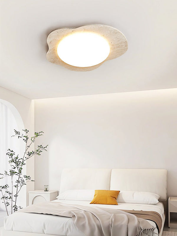 yellow travertine cloud flush mount ceiling light