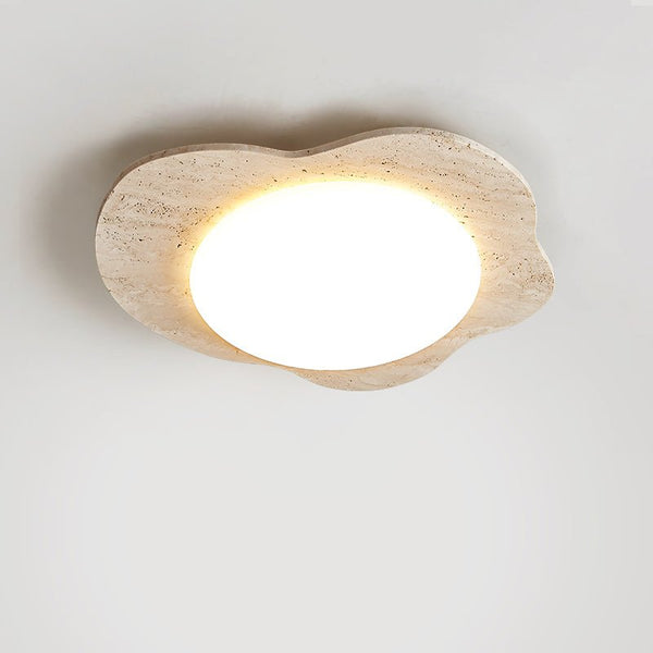 yellow travertine cloud flush mount ceiling light