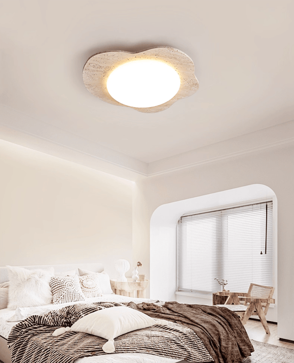 yellow travertine cloud flush mount ceiling light