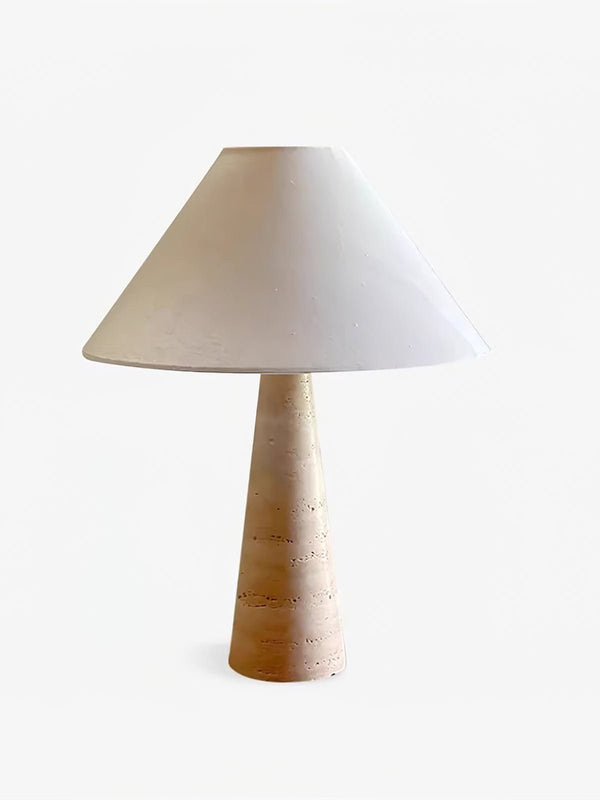 yellow travertine column table lamp off white shade