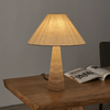 yellow travertine column table lamp off white shade