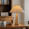 yellow travertine column table lamp off white shade