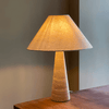 yellow travertine column table lamp off white shade