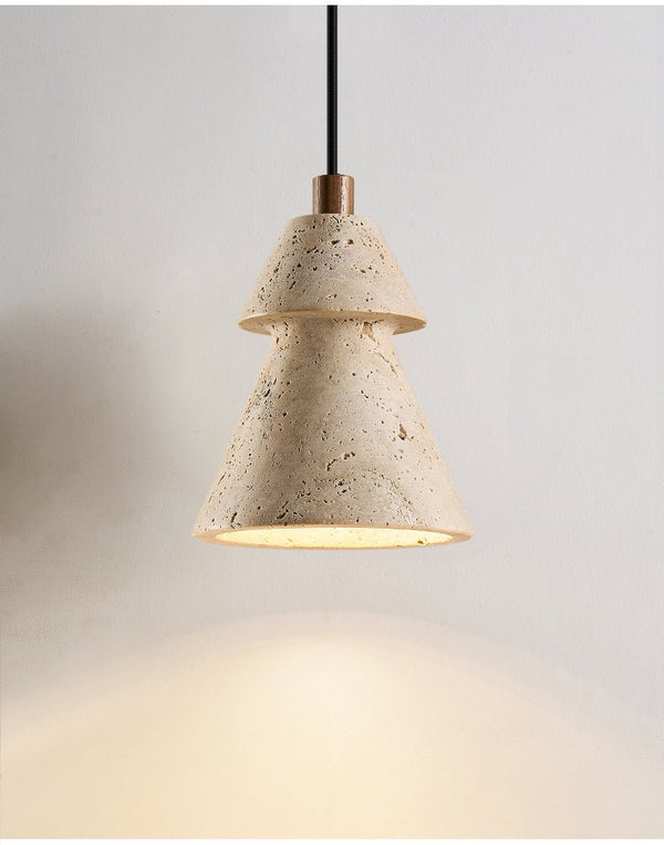 yellow travertine cone pendant light 2