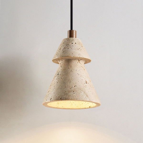 yellow travertine cone pendant light 2