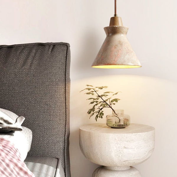 yellow travertine cone pendant light 3