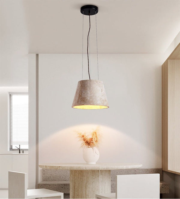 yellow travertine cone pendant light 4