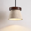 yellow travertine cone pendant light walnut ring