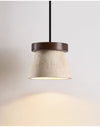 yellow travertine cone pendant light walnut ring