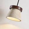 yellow travertine cone pendant light walnut ring