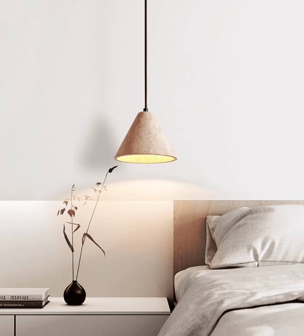 yellow travertine cone pendant light